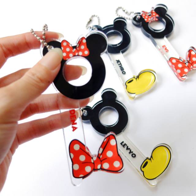 Corona finger cofing mickey minnie akrilik tebal custom nama zero touch tool