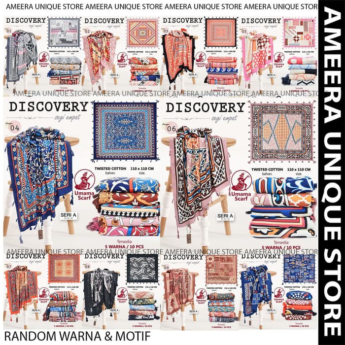 DISCOVERY MOTIF Umama Jilbab Hijab Kerudung Scarf Segi Empat SegiEmpat