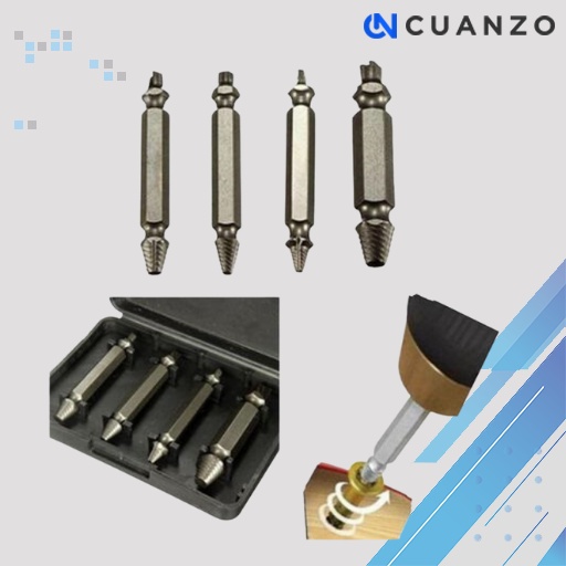Screw Extractor Broken Striped Screw Remover / Alat Pembuka Baut Rusak Patah Kuningan Manual Set Lengkap / Pelepas Baut Mur Doll Patah Rusak Macet / Mata Bok Pembuka Sekrup Baut Loss Rusak / Mata Bor Baut tarik Paku Skrup Praktis Murah Original