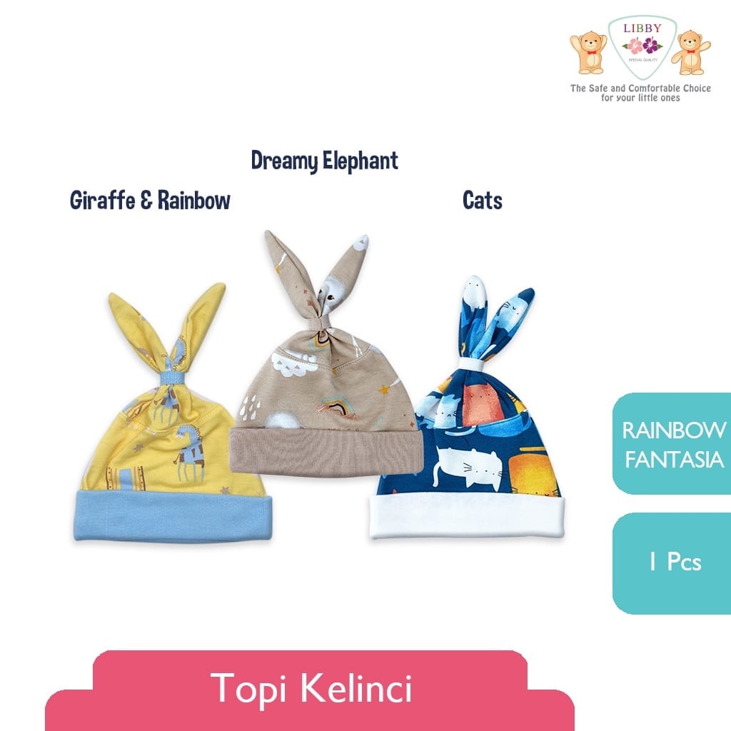 Libby Topi Kelinci 1 pcs - Topi Bayi Island Explorer-Dreamy Elephants