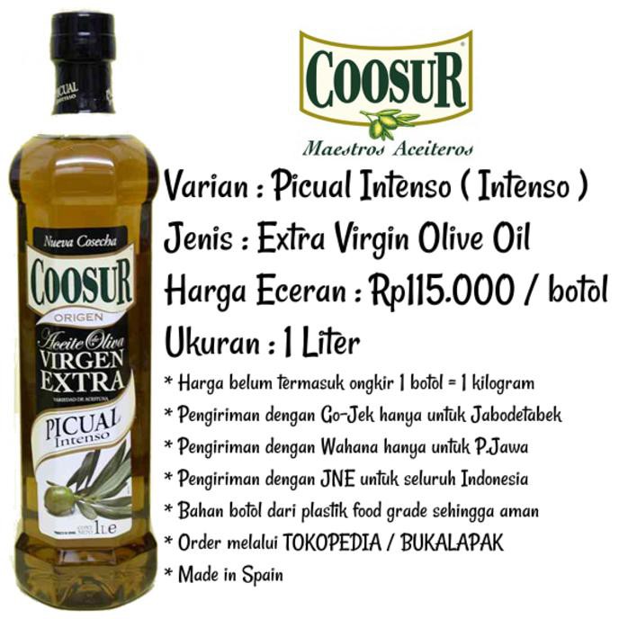 

ENAK Coosur Extra Virgin Olive Oil (evoo) Intenso 1 Liter TERLEZAT