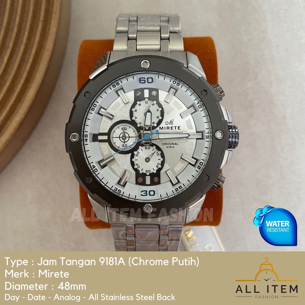 COD✅ Jam Tangan Rantai Pria Mirete Analog 9181A / Arloji / Watch / Tahan Air / Stainless Steel / Jam Tangan Laki Model Mewah