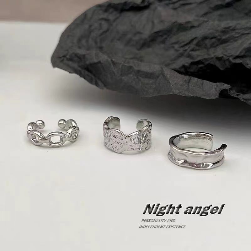 3pcs / Set Anting Klip Telinga Palsu Gaya Minimalis Untuk Unisex