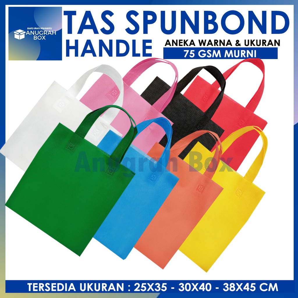 

TAS SPUNBOND HANDLE 30x40 cm GOODIEBAG SOUVENIR tas kain polos aneka warna 75gsm