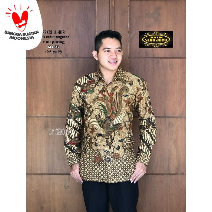 PEKSI LUHUR Kemeja Batik Pria Lengan PANJANG | Hem Batik Pria FULL FURING Senojoyo