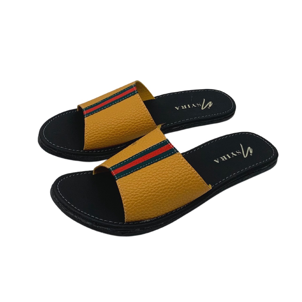Insyira - Sandal Wanita Adriana  / Sandal Papirut Wanita Non Slip Alas Hitam / Sandal Wanita Slop Vertikal