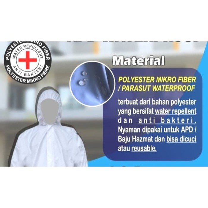 Alat Pelindung Diri APD Baju Hazmat Polyester Micro fiber Parasut