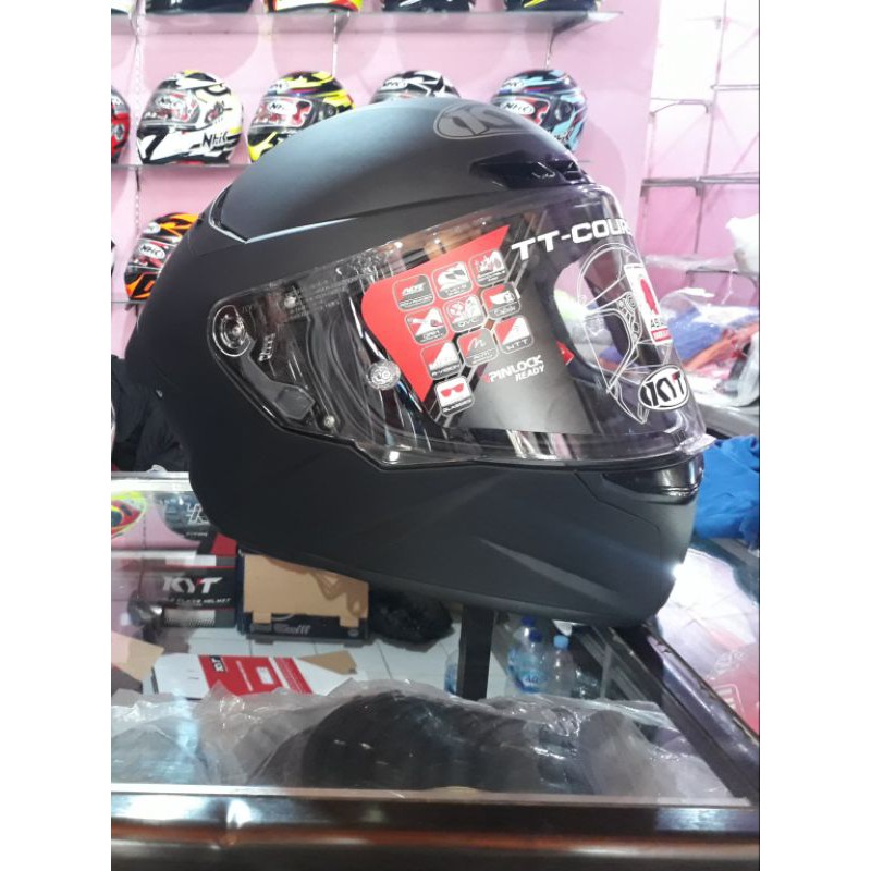 KYT TT COURSE SOLID   BLACK DOFF ORIGINAL & PAKET GANTENG