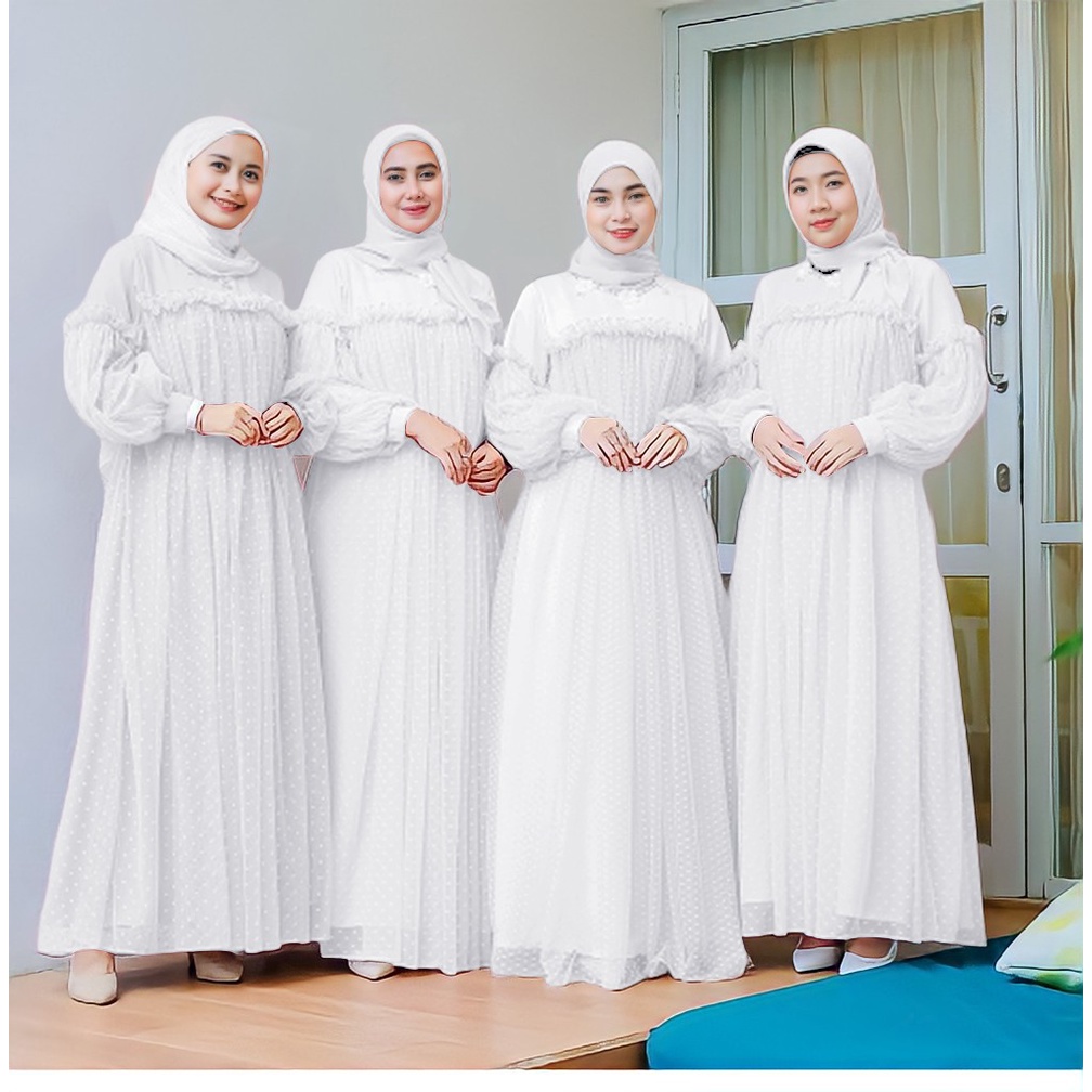 Gamis Perempuan Dewasa Terbaru Maxi Evita Matt Moscrepe+TilleDot Ukuran Jumbo Model Kekinian Good qualty premium