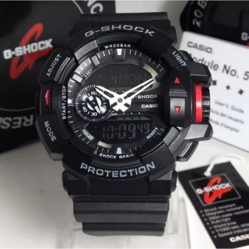 Jam Tangan Pria Casio Gshock G Shock GA 400 Black Red Ori BM Fullset