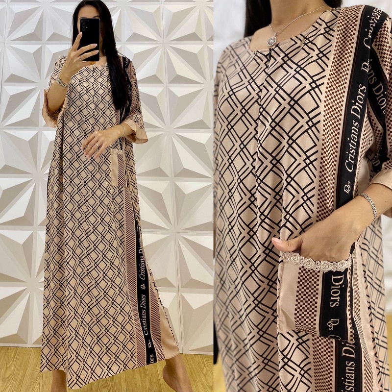 daster tangan 3/4 /tangan 7/8 / busui/panjang viral jumbo /long daster/daster 3/4 /homedress/daster semata kaki/daster gamis-Tk dior # milo