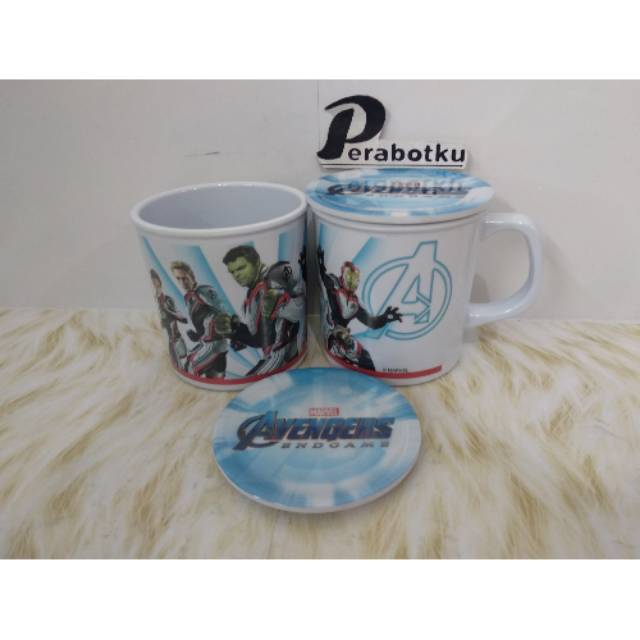 Onyx Cangkir Gelas Mug Anak Tutup Karakter Superhero Avengers 340 ml Melamine