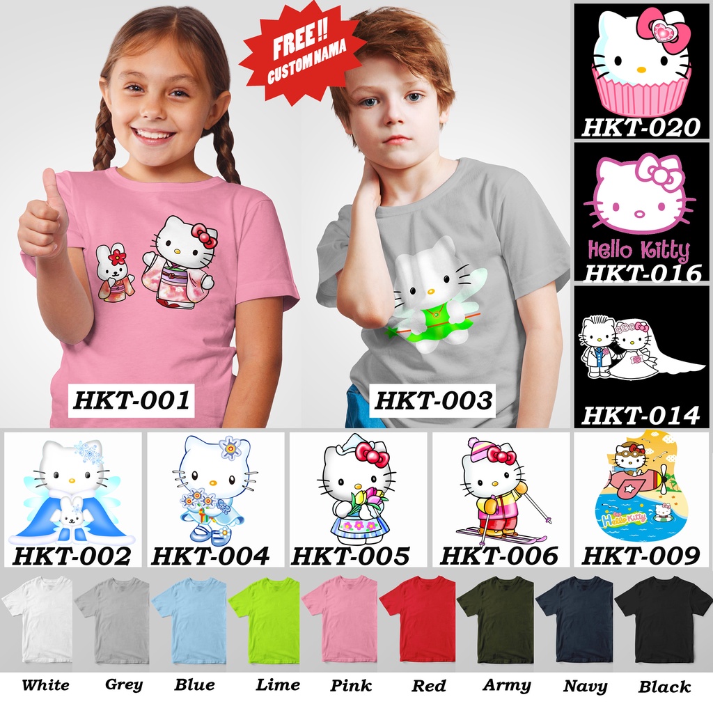 [FREE NAMA !!] Kaos Anak &amp; Family Hello Kitty 100% COTTON PREMIUM