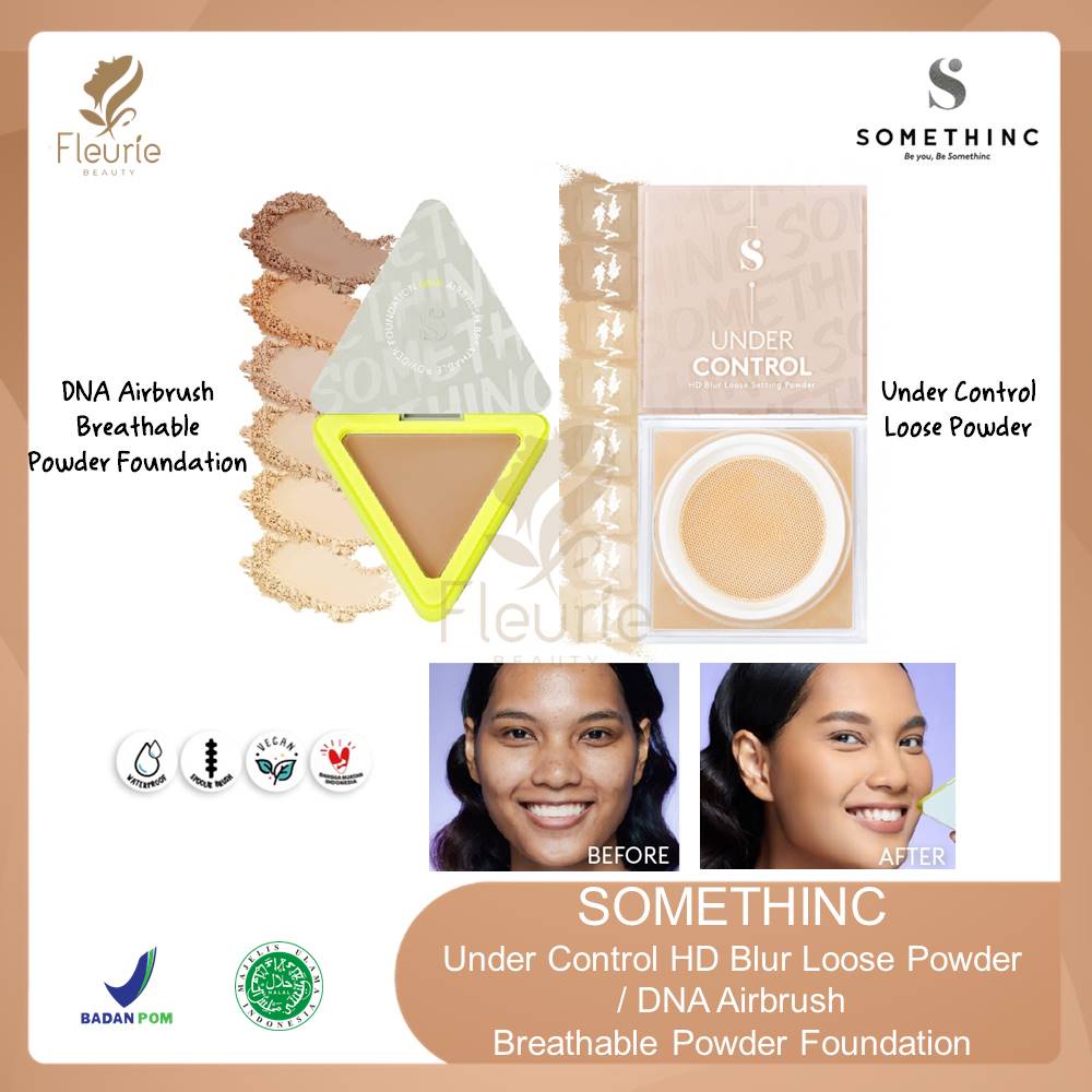 Somethinc Under Control HD Blur Loose Powder 13gr / DNA Airbrush Breathable Powder Foundation 8.5gr Original BPOM