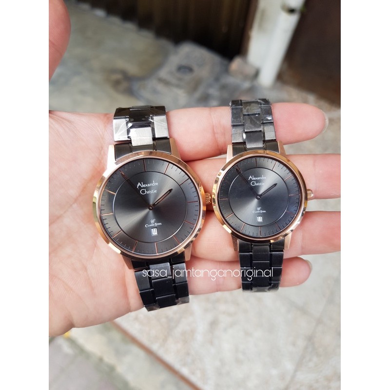 Jam Tangan Alexandre Christie Ac 8639 Original Gray Rosegold Couple