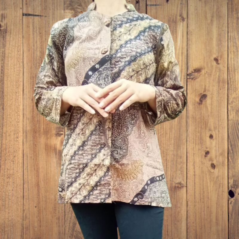 blouse batik lawasan original arta batik super baju batik busui kancing depan full seragam kerja kan