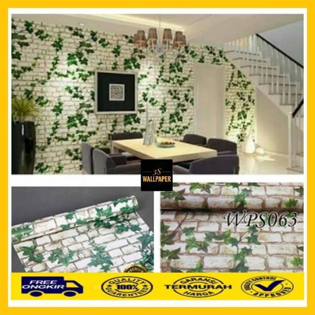 Wallpaper Motif Bata Daun Wallpaper Dinding 3D Wallpaper 3D