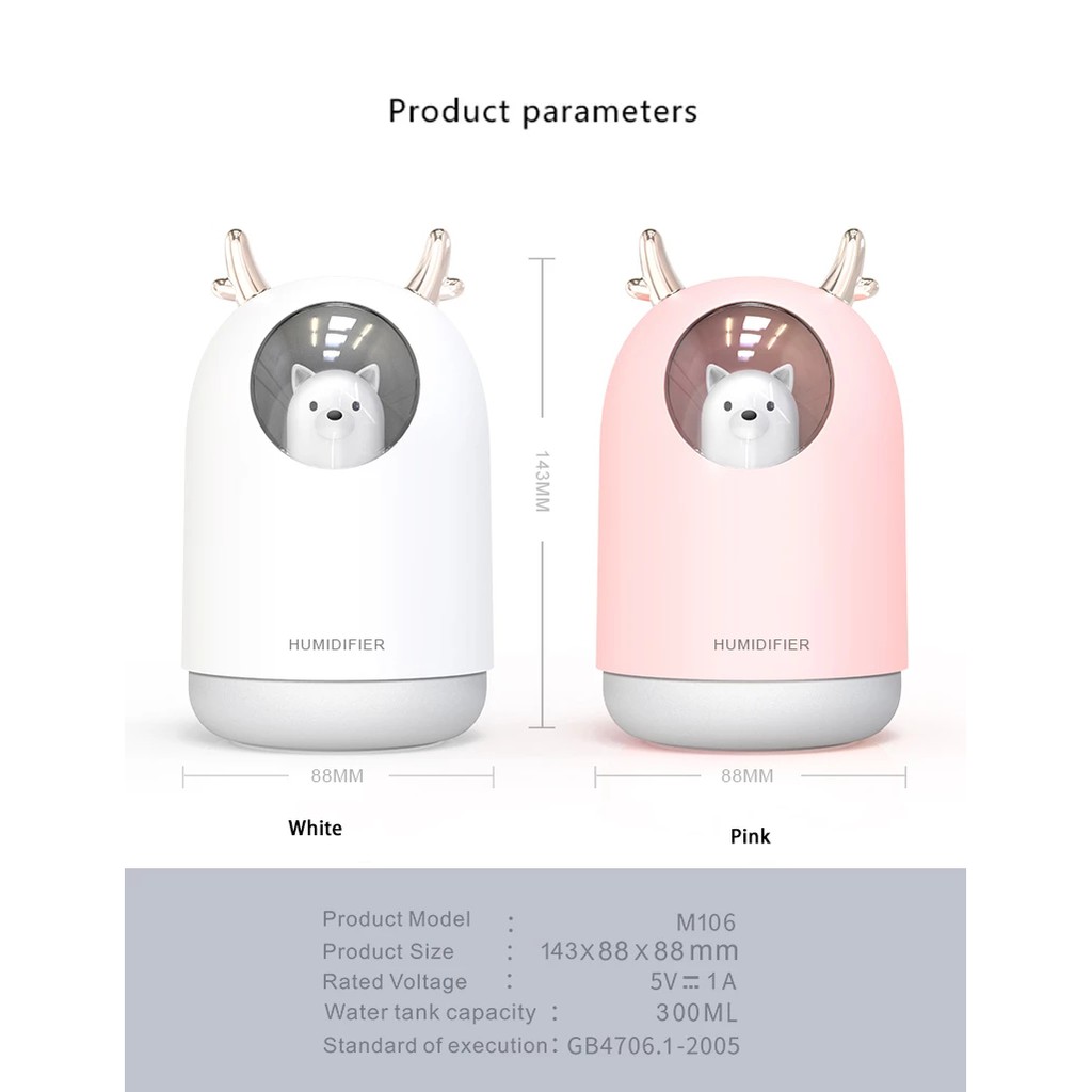 Humidifier Diffuser Aroma Diffuser 300ML Ultrasonic Oil Diffuser Aroma Pengharum Ruangan -Beruang