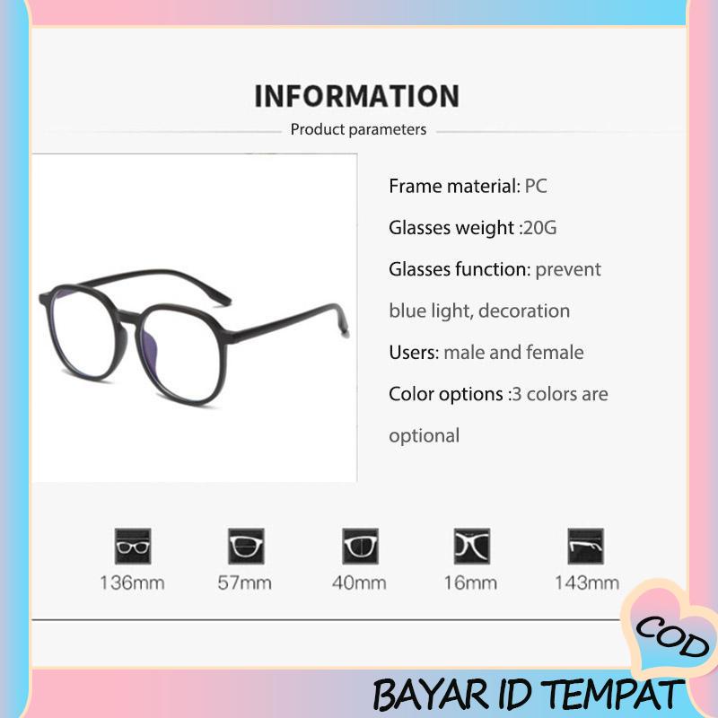 COD❤️ Gradien Pink Blush Glasses Perempuan Anti-biru Warna Cahaya Mengubah Kacamata Bingkai Besar-A.one