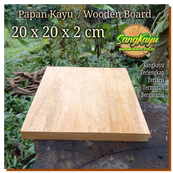 Kayu papan kayu 20x20x2 cm talenan kayu bahan craft dekorasi hiasan