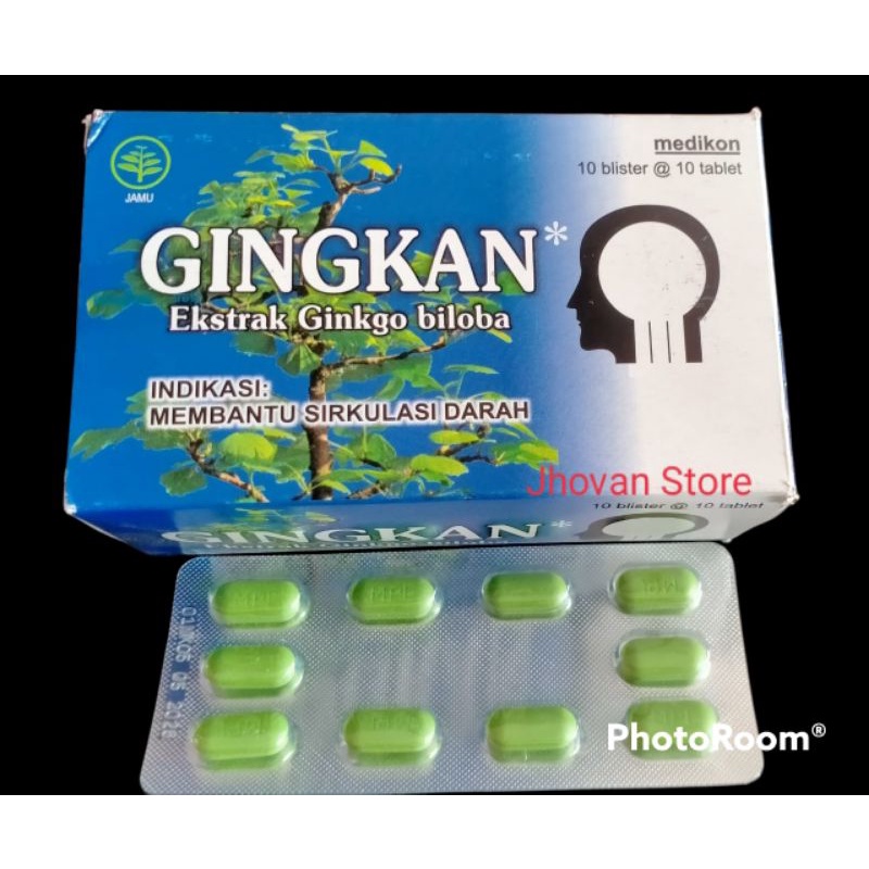 GINGKAN 10 kaplet, Tablet extrak Ginkgo biloba untuk melancarkan peredaran darah ke otak.