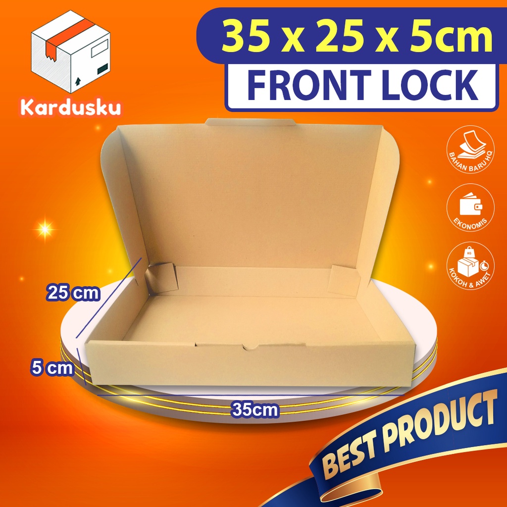 

Kardus Dus uk 35x25x5 cm (ECER) Die Cut Box Kotak Packing Aksesoris Baju Makanan Pizza Hijab Kue