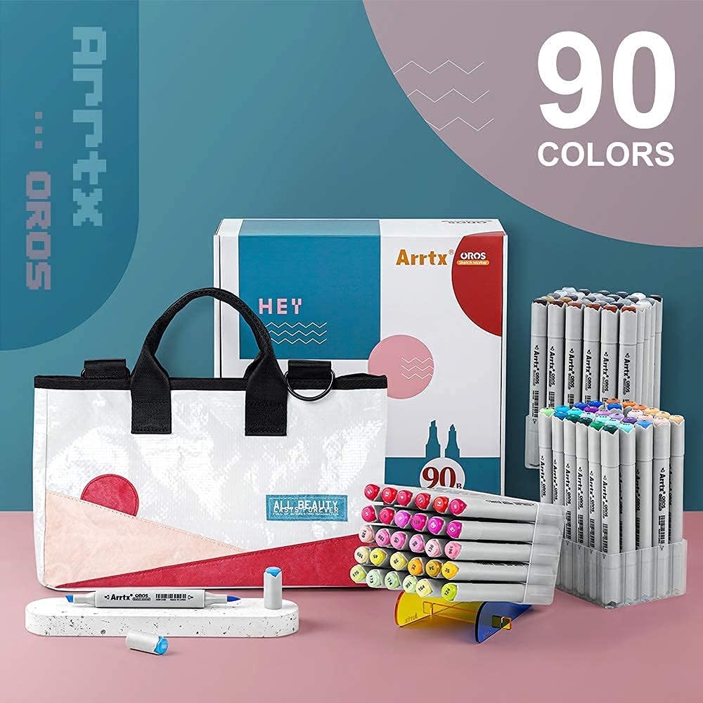 

Arrtx oros dual tips brush marker set 90 colors set