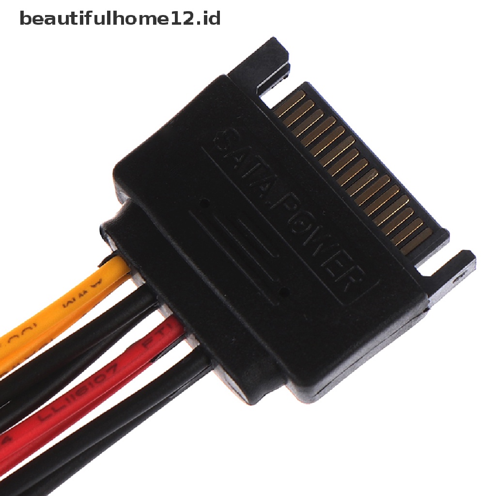 【beautifulhome12.id】 90 degree SATA 15-Pin Male to 2 x 15P Female Y Splitter Adapter Power Cable .