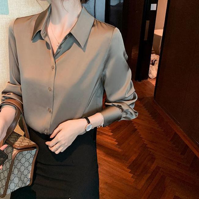 BLOUSE OFFICE SATIN PREMIUM IMPORT KOREA