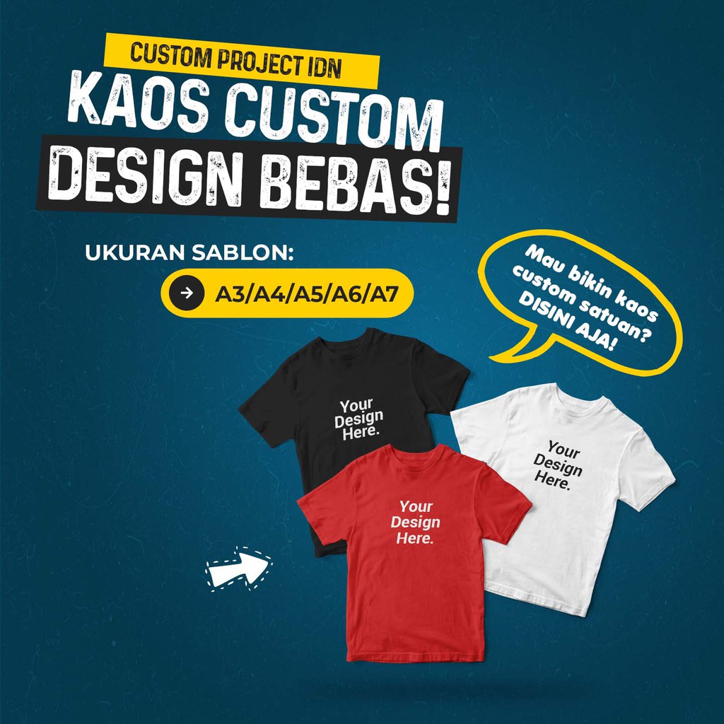 Kaos Custom Satuan Sablon  Kaos Satuan Desain Sesukamu 