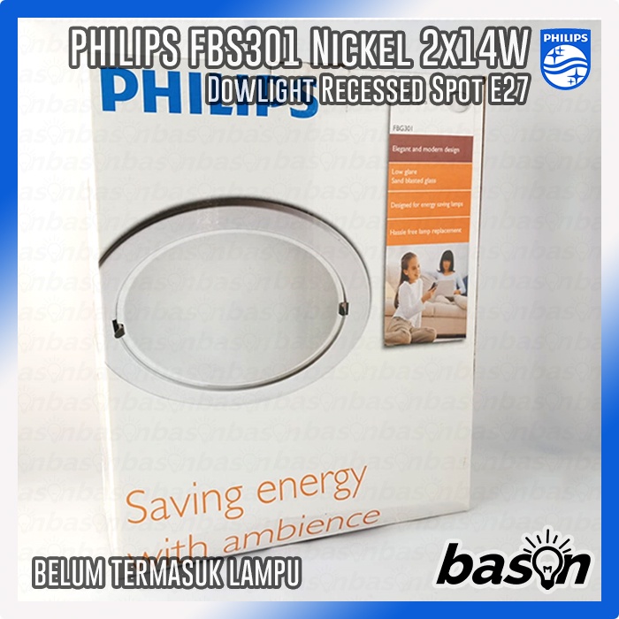 PHILIPS FBG301 recessed nickel 2x14W - Downlight E27 dengan Kaca