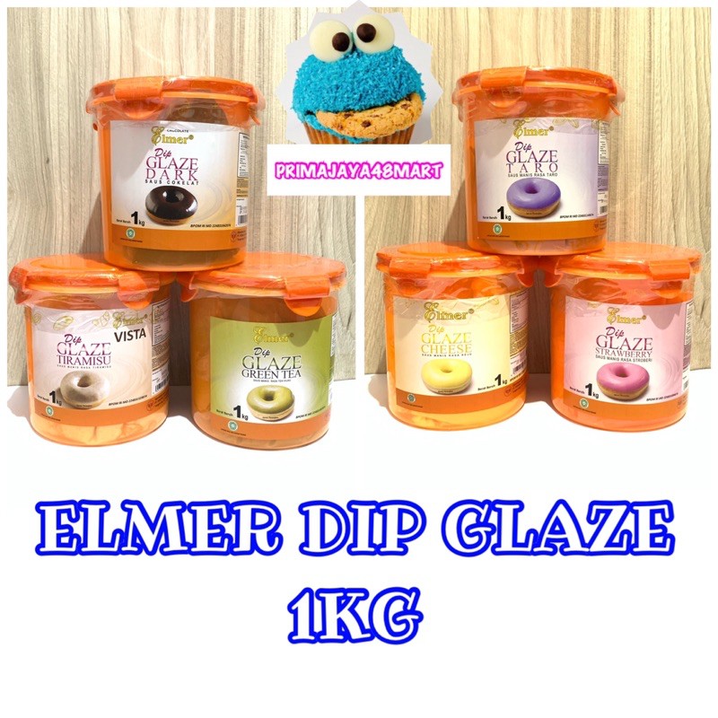 

ELMER DIP GLAZE 1KG (DARK CHOCO/ TIRAMISU/ BLUEBERRY/ GREEN TEA/ STRAWBERRY/ TARO/ WHITE) (Topping Donat/ Selai coklat/ Olesan roti)