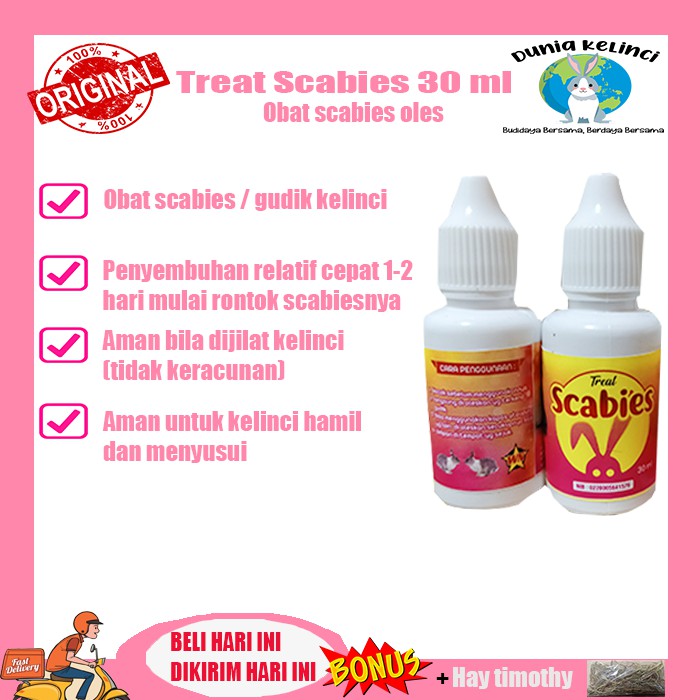 OBAT SCABIES KELINCI TREAT SCABIES 30 ML OLES GUDIK 1-2 HARI RONTOK