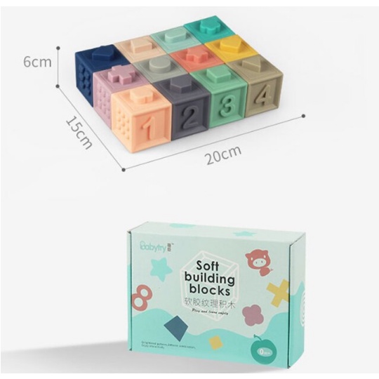 Soft Building Blocks And Baby Teether Bayi Gigitan Bayi Teether Maian Balok Anak  Maian Balok Karet Mainan Montessori