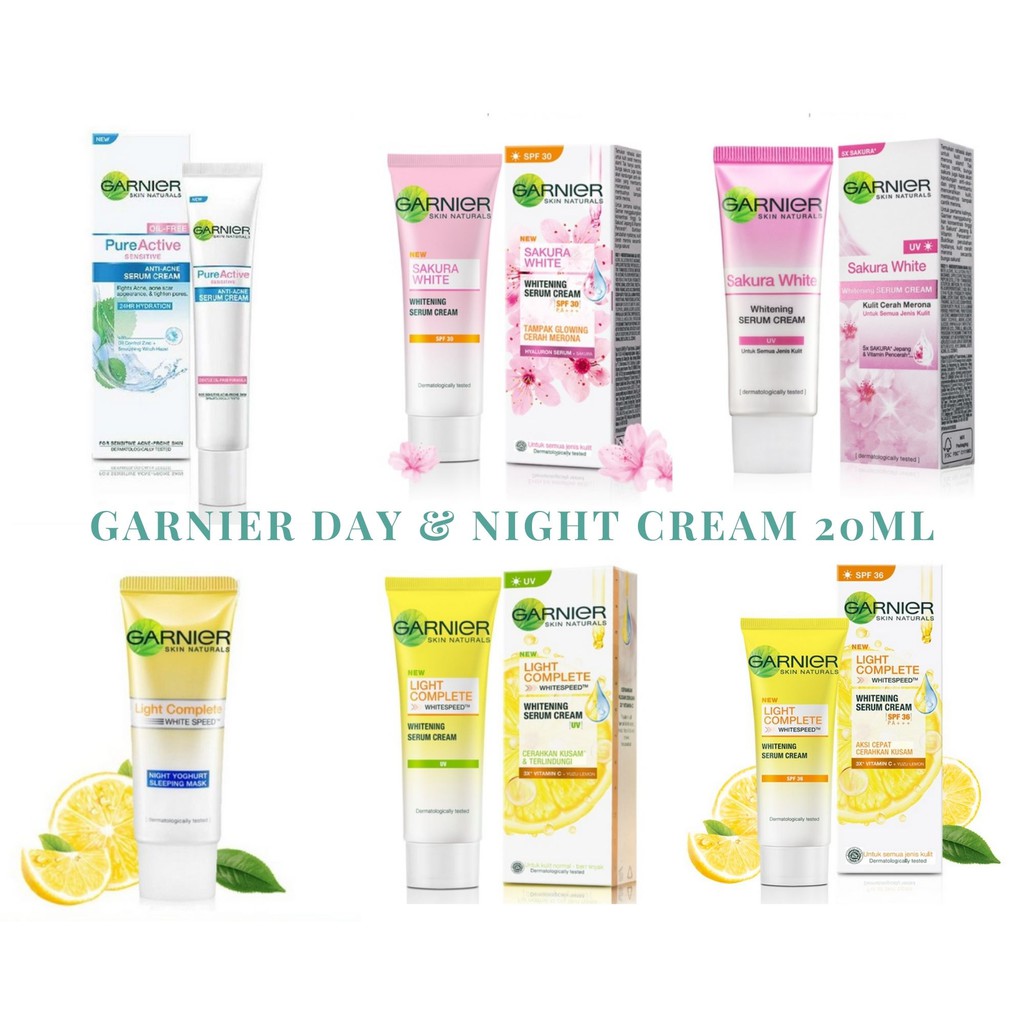 ❤️WR❤️[BOX] GARNIER Day / Night Serum Cream | Krim Siang / Malam Sakura / Light Complete SPF 30 / 36