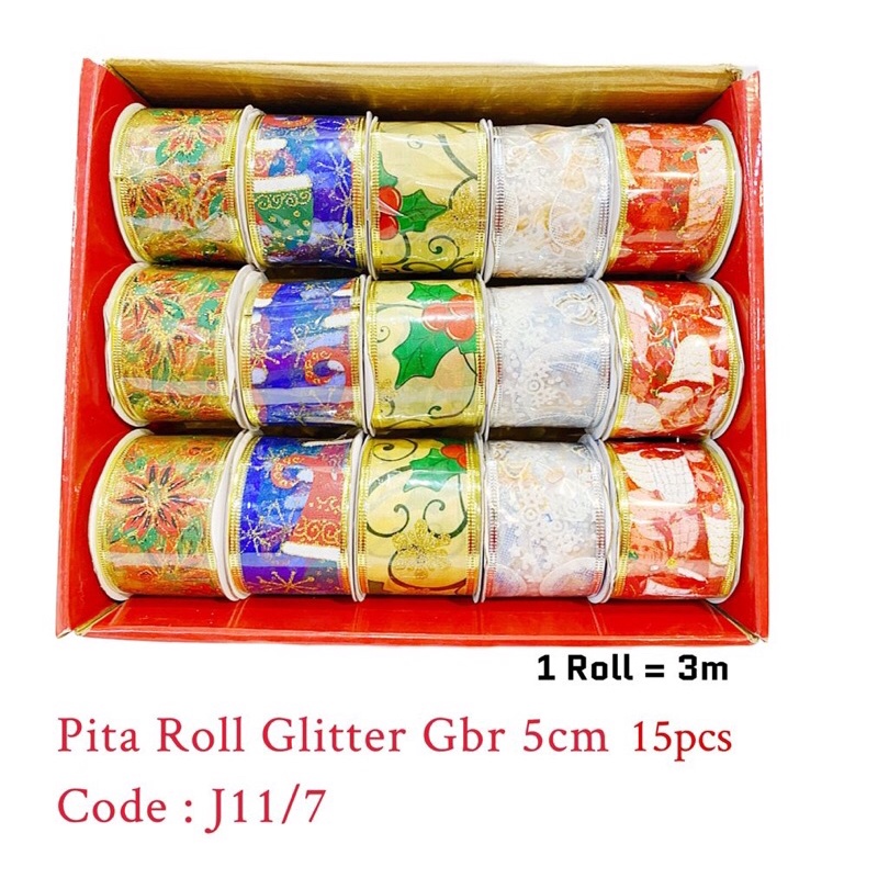 

Pita Natal Roll Glitter 5cm Panjang 3mtr