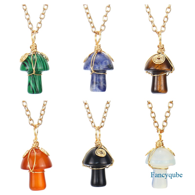 1pc Kalung Rantai Batu Kristal Jamur Handmade Untuk Pria Dan Wanita