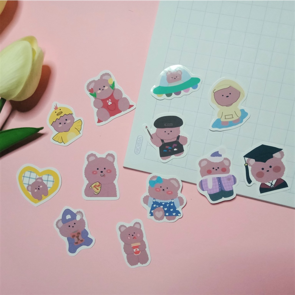 

COD STICKER Cute Pink Bear By COMELISHOP