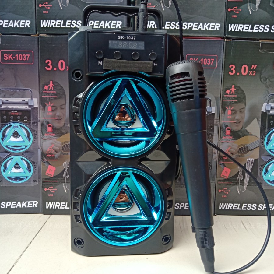 Speaker Karaoke Bluetooth SK-1037 Gratis Microphone Untuk Karaoke