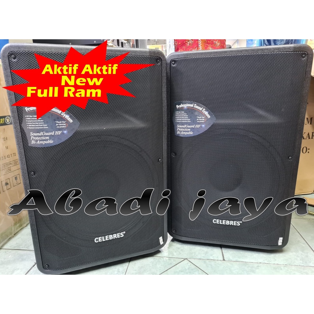 speaker aktif celebress full ram 15 inch 2 buah 1000 watt original