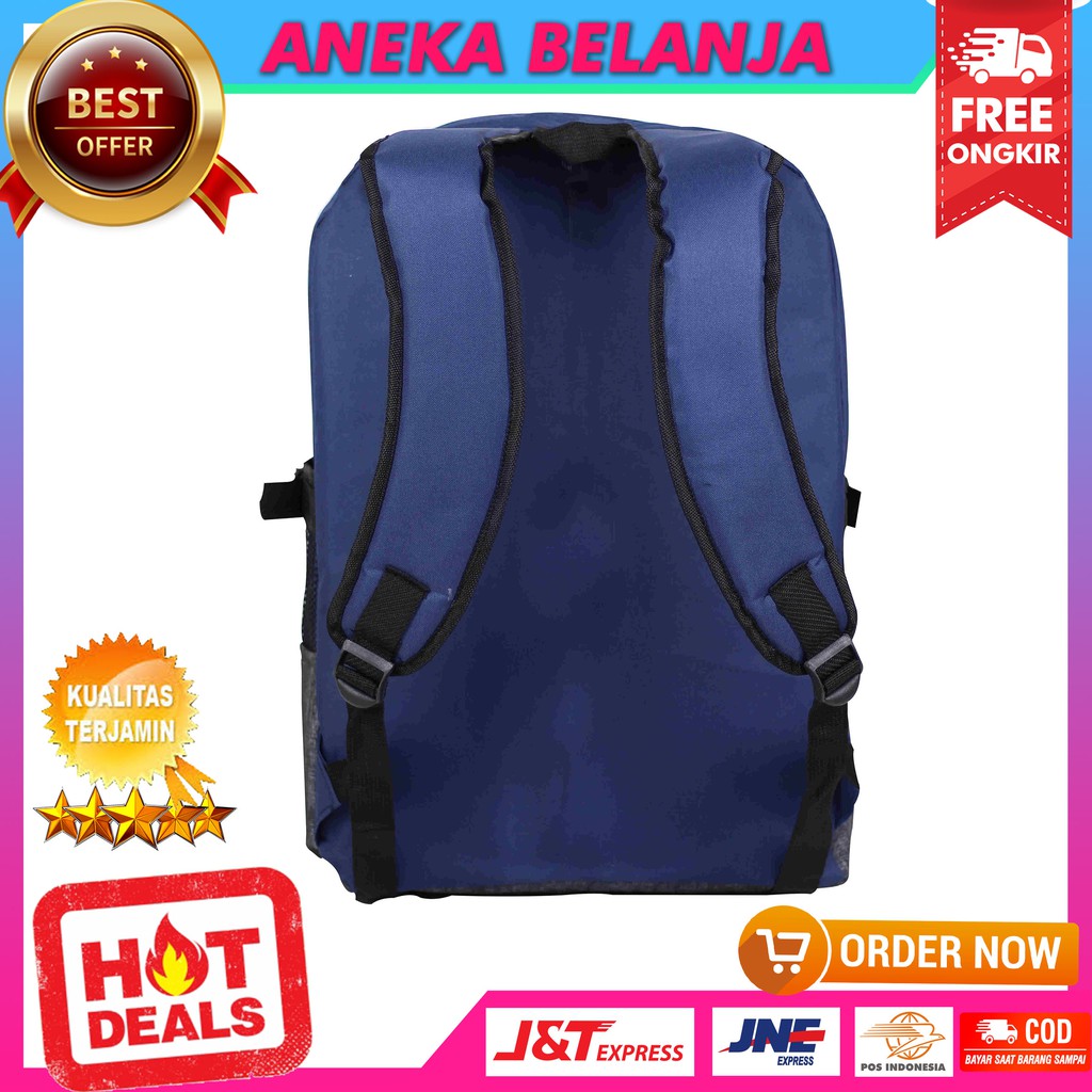 Fashionable Backpack Khusus Cowok Terbaru Model Distro Miring Navy Abu Tas Multifungsi Sekolah Keren