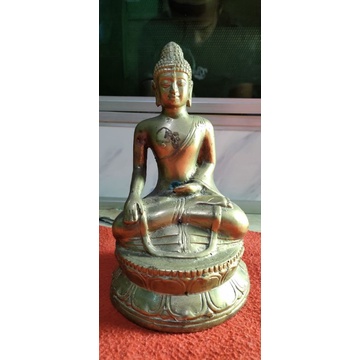 Patung Budha Kuningan Campuran Emas