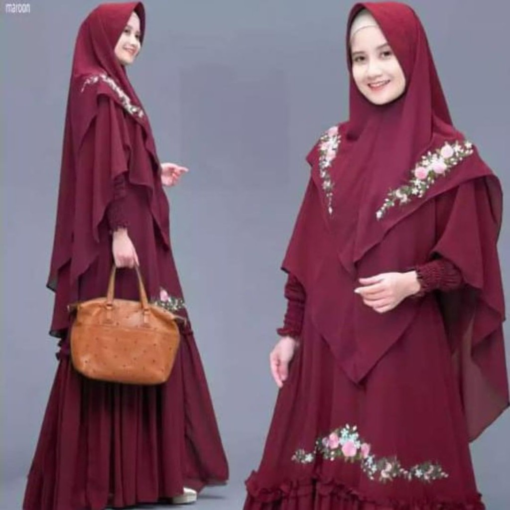 DELIMA SYAR'I+KHIMAR BUNGA FASHION MUSLIMAH