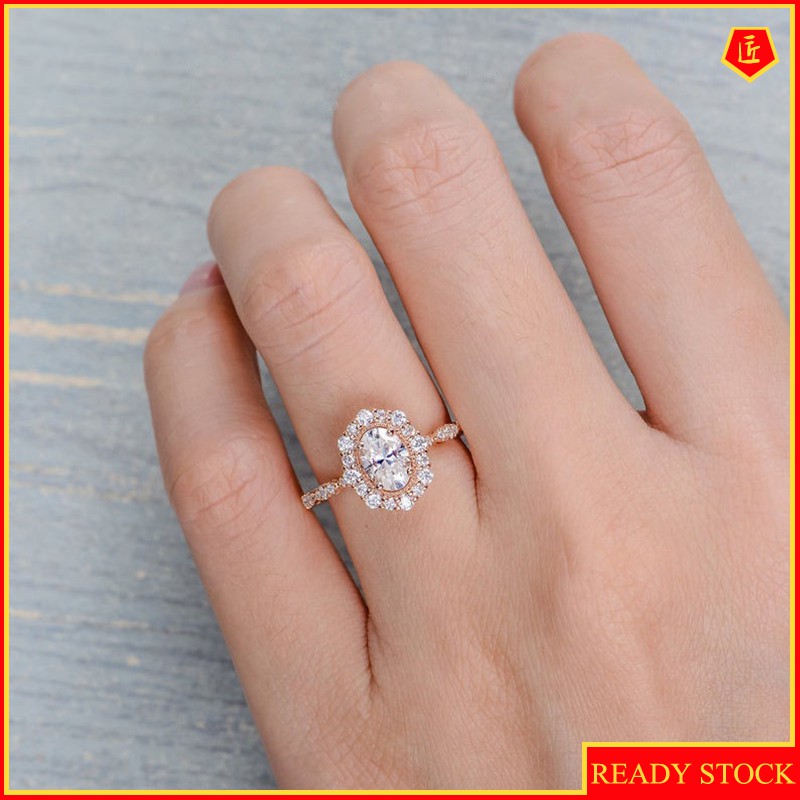 Cincin Moissanite Mewah Untuk Wanita