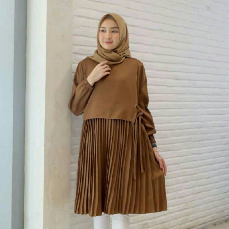 [ BISA COD ] TUNIK INES PLISKET FIT TO L