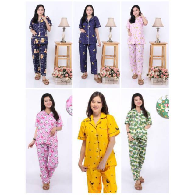 PIYAMA KATUN JEPANG KARAKTER BAJU TIDUR CELANA PANJANG