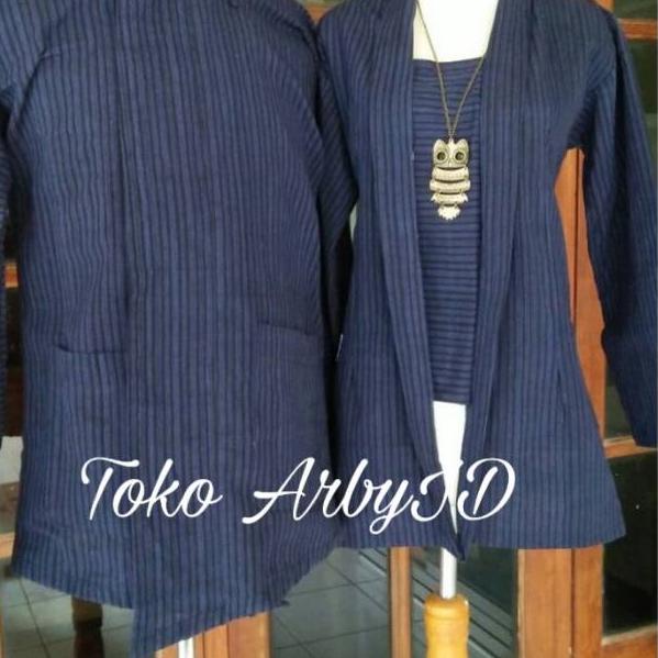 {GDI.25Au22ᴾ} Surjan lurik pria dan kebaya lurik wanita motif lurik biru| baju adat jawa khas solo d