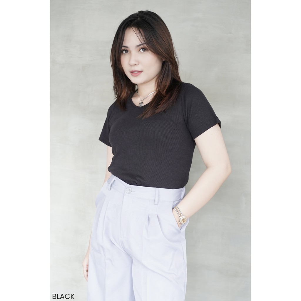 Olivia Vneck Crop Top Atasan Wanita Blouse