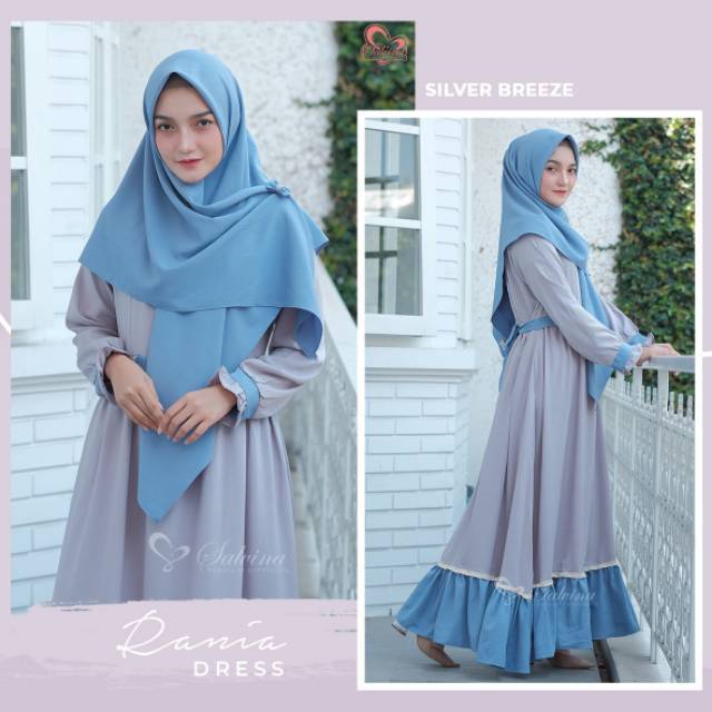 Raina Dress Salvina, Gamis kombinasi warna, gamis polos