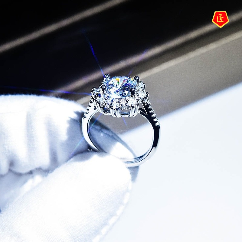 [Ready Stock]2 Karat Moissanite Snowflake Open Ring